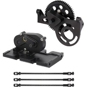 AMK 1/10 Scale Transmission Kit OD Transfer Case Gearbox with 30% Overdrive Gear Box 3Pcs Driveshafts for RC Crawler Axial SCX10 II Element Enduro DIY LCG Chassis (Purple)