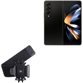 BoxWave Holster Compatible with Samsung Galaxy Z Fold 4 - ActiveStretch Sport Armband, Adjustable Armband for Workout and Running - Jet Black