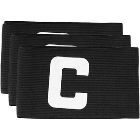 Cabilock 3pcs كرة القدم الكابتن شارة كرة القدم الكابتن العصابات فريق قائد الفريق مرونة كرة السلة لاعب الذراع العصابات للشباب البالغين الأسود