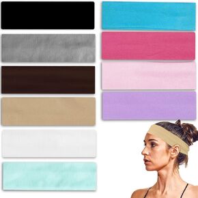 Headbands for Women - 10 PCS Non-Slip Sport Headbands,Soft Elastic Hairbands for Gym,Yoga,Running & Make up in Saudi Arabia