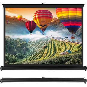 Pyle 50" Inch Portable Projector Screen - Portable Floor Standing, Manual Retractable Pull-Out Style, Mobile Movie Screen, Home Theater Cinema Wedding Party Office Presentation, Quick Assembly