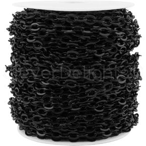 CleverDelights 5x7mm Cable Chain - Dark Black Color - 30 Feet