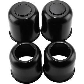 4Pcs 4.25inch Stainless Trailer Wheel Center Caps Push Through Center Hub Cap for Truck SUV RV Wheel Rim, Combination of Concave and Open End Matt Black Wheel Hub Covers