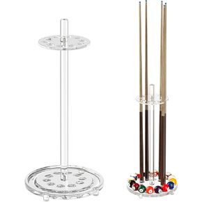 Sumerflos Acrylic Pool Stick Holder Freestanding - Hold 10 Cues & 16 Balls Clear Pool Cue Rack for Billiard Game Room Portable in Kuwait