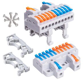 UOHGDPY 5pcs DIN Rail Terminal Blocks, DIY Splicing Wire Connectors for Circuit Inline 28-12AWG (3 in 15Out)