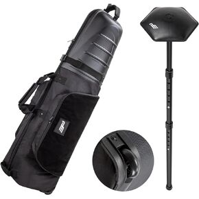 Golf Travel Bags for Airlines with Reinforced Wheels and Hard Case Top ABS, Lightweight Travel Golf Bag with Adjustable Support Rod, Protect Golf Clubs and Easy to Maneuver