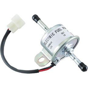 RC601-51352 Electric Fuel Pump with White Plug for John Deere AM876265 Kubota RC601-51350 16851-52030 Kawasaki 49040-2065 490402065 Bobcat 6684852 425 428 430 435 A770 S750 12VDC