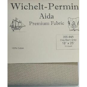 Wichelt Permin Premium AIDA Cross Stitch Fabric 16 Count Clay BARN Grey 18" x 25"……