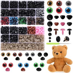 915 قطعة من عيون وأنوف بلاستيكية آمنة مع غسالات، عيون وأنوف دمية حرفية ملونة للأميجورومي وحيوانات الكروشيه والدمى والحيوانات المحشوة والدب تيدي in Kuwait