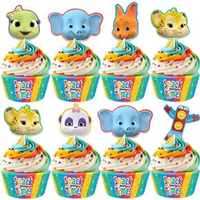 Treasures Gifted (24) Word Party Cupcake Toppers & (24) Wrappers - Officially Licensed Word Party Cake Decorations - Word Party Birthday Party Supplies - Jim Henson’s Word Party Cake Topper Set