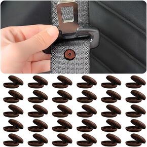 zipelo 30 Pcs Car Seat Belt Button Stop, Universal Snap-on Seat-Belt Stopper Clips Snap, Prevent Seat Belt Buckle button From Sliding Down, Vehicle Interior Accessories for Most Car (Beige)