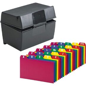 Index Card Holder, Index Cards Storage Box Holds Up To 300 4x6" Cards, With Poly Card Guides A-Z, 4x6 Inch - Value Pack
