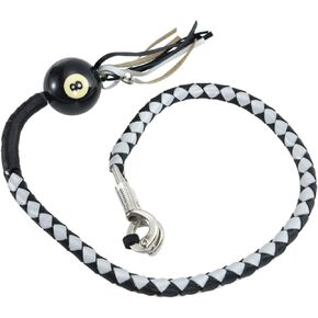 Leather Motorcycle Whips 42" Get Back Whip with ball Heavy Duty Biker Whips Handlebar Accessories for Motorbike (Black&Silver, 42")