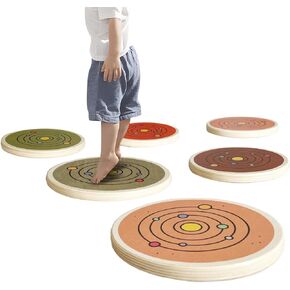 6 Pcs Stepping Stones for Kids - Perfect Toddler Indoor Activity To Improve Balance And Coordination Skills - Safe Non-Slip Obstacle Course - Sensory Toy Set of 6, Wooden Toys for Toddlers 1-3, 3-4