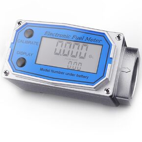 1 Inch Digital Turbine Fuel Flow Meter,Waterproof Inline NPT Thread Flowmeter,GPI Digital Flow Meter for Water, Diesel, Gas Oil, Gasoline, and Other Liquids - Supports Gallon, QTS, PTS, L, m³
