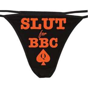 Knaughty Knickers - Slut For BBC - Queen of Spades Thong Panties - Love Big Black Cock Underwear