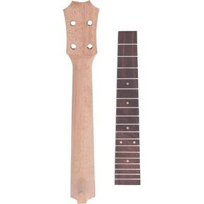 Ukulele Fretboard Neck Set, Rosewood Okoume Wood Ukulele Fingerboard and Neck Kit Replacement Fit for Ukulele 4 String Musical Instrument Repair Work Accessories (23in)