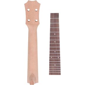 Ukulele Fretboard Neck Set, Rosewood Okoume Wood Ukulele Fingerboard and Neck Kit Replacement Fit for Ukulele 4 String Musical Instrument Repair Work Accessories (23in)
