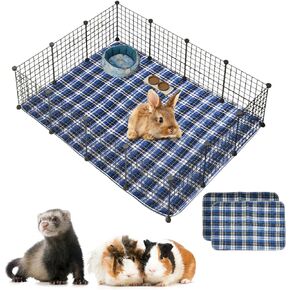 kathson 4Pcs Guinea Pig Cage Liner, 18"x24" Washable Rabbit Pee Pads Waterproof Reusable Pee Mats for Guinea Pig Rabbit Bunny Hamster Cat Puppy Small Animals