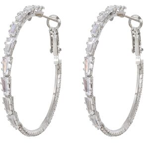 Rhinestone Earrings for Women Large Hoop Earrings Trendy Silver Circle Earrings Crystal Hoops Earrings Trendy Jewelry Gift for Girls