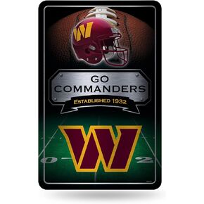 Rico Industries NFL Washington Commanders Large Metal Sign 11" x 17" Large Metal Home Décor Sign