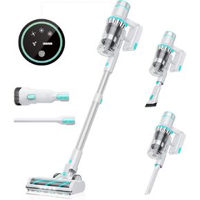 Belife Cordless Vacuum Cleaner, 38Kpa 450W Stick Vacuum Cleaners for Home Carpet Hardwood Floor, Wireless Household Vaccum for Pet Hair with Led Touch Display, Up to 45mins Runtime (White)