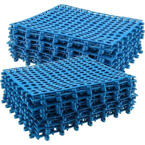 HOZEON 15 جهاز كمبيوتر شخصى 12 × 12 بوصة بلاط أرضيات الصرف المتشابك، وسادة متشابكة وحدات، حصير بلاط الأرضية غير قابل للانزلاق لحمام السباحة وحمام الساونا ومنطقة حمام الفناء والمرآب الرطب، أزرق