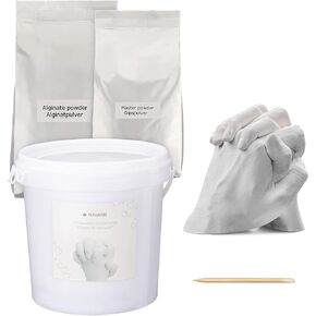 Navaris Couples Hand Casting Kit - Molding and Plaster Powder Set for 3D Casts of Adults, Children, Baby Hands - Includes 0.8 Gallon Mixing Bucket