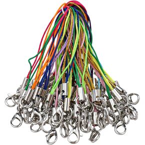 100Pcs Lobster Clasp Charm Lariat Lanyard Mini Lariat Cord Strap 9 Colors Clasp Cord Strap Charm for Cellphone Keychain DIY Cellphone/USB Drive Handmade Jewelry Making