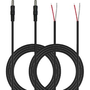 Powerhugs 5.5MM x 2.1MM DC 4FT Male Plug to Bare Wire Open End Power Wire Supply Repair Cable, Barrel Connector for CCTV Camera,DVR,LED Strip Light Etc-2 Pack