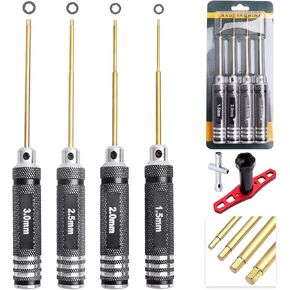Hobbypark RC Hex Driver Set 1.5mm 2.0mm 2.5mm 3.0mm, Small Hex Wrench and Extended 17mm Wheel Wrench RC Car Repair Tools for Traxxas Arrma Axial Models