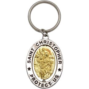 Milagro Saint Christopher Revolving Dual-Tone Key Ring/Chain with Prayer (PD018/Single Unit) in Saudi Arabia
