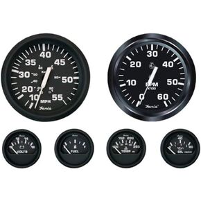 Faria Beede KT9799 Euro Inboard 6-Gauge Boxed Set - Speedometer/Tachometer/Fuel Level/Voltmeter/Water Temp/Oil PSI