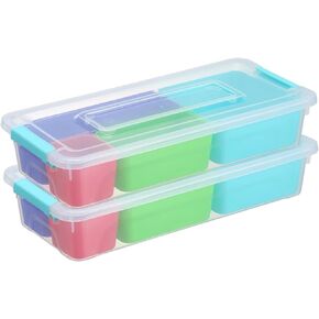 Storage Container Box with Inserts Multi-colour Storage Box Art Craft Organizer with Divider for Organizing Tool, Craft, Lego