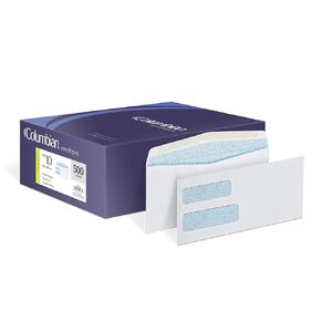 Columbian White Gummed 4 1/8 x 9 1/2 Inch Double-Window Business Envelopes 500 Count (CO133)