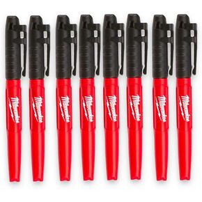 Milwaukee Inkzall Point Markers, Fine, Black (8)