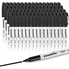 cloudriver Permanent Markers, 148 Pack Black Permanent Markers Set, Fine Point, Bulk Permant Markers Work on Wood, Plastic, Metal, Stone, Glass