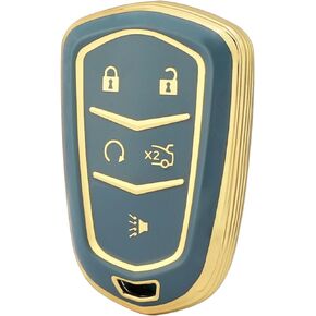 LECART for Cadillac Key Fob Cover ATS CT6 CTS XT4 XT5 XT6 XTS 5 Buttons Smart Key Case Blue Car Key Shell Protector Holder