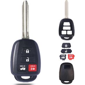 Key Fob Shell Case Replacement Fits for Toyota Camry Corolla RAV4 Highlander Tacoma Yaris Scion 2012 2013 2014 2015 2016 2017 2018 2019 Keyless Entry Remote Control 4 Button Head Uncut Key Pad Cover