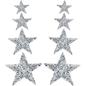 JKJF واضح حجر الراين ستار بقع يزين بقع زينة الملابس التصحيح للجينز والسترات أكياس حقائب الظهر القبعات الأحذية الملابس الزينة DIY Artcrafts الفضة 8 قطع 4 سم 6 سم 8 سم 11 سم in Kuwait