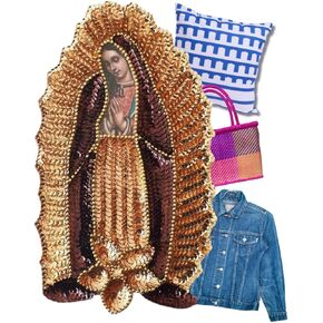 رقعة الترتر Virgen de Guadalupe، رقعة الخياطة Our Lady Guadalupe، رقعة مطرزة بالترتر وردة حمراء، رقعة وردة حمراء ليدي Guadalupe، رقعة الترتر العذراء، رقعة سترة Virgencita Denim in Kuwait