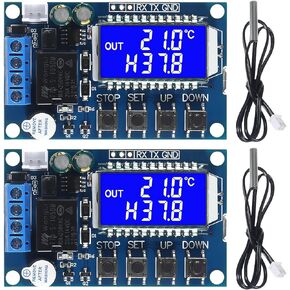 MELIFE 2pcs XY-T01 Electronic Temperature Controller, DC 6-30V 24V Waterproof NTC Probe Digital Temperature Control Module -50°C to 100°C Digital Thermostat Temperature Control Switch Boards