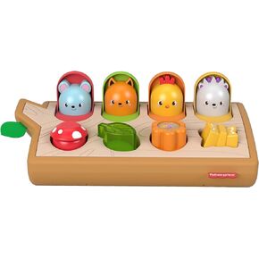 Fisher-Price Baby Toy Hide & Peek Pop-Up Animal-Themed Sensory Activity with Wood Accents & Sounds for Ages 9+ Months
