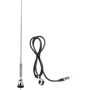 Qiilu antena para Radio de carro 18.5inch Universal Car Roof Fender Radio AM FM Aerial Antenna 180°Swivel Antenna Assembly Universal Universal Silver FM AM Car Antenna 18.5 Inch Cord Length 53"