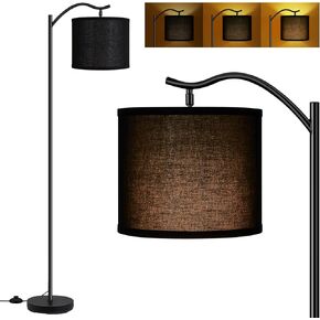 BoostArea Floor Lamp for Living Room,LED Arched Floor Lamp, Tall Modern Standing Lamp with Beige Linen Shade,Footswitch,Mid Century Floor Lamp for Bedrooms,Study Room,Office
