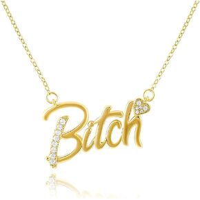 Chicgrowth 14K Gold Plated Bitch Dream Faith Love Pendant Necklaces, Best Friend Necklace Besties Gift Bling Bitch Necklace Best Friend Friendship Jewelry BFF Birthday Gift Sister Gift