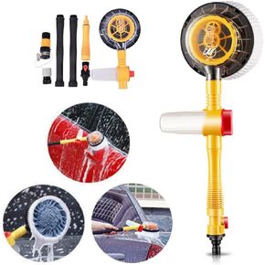 Rotating Car Wash Brush, High Pressure Car Foam Brush Rotating Automatic Sponge Hose Washing with Cleaner Cup Car Styling