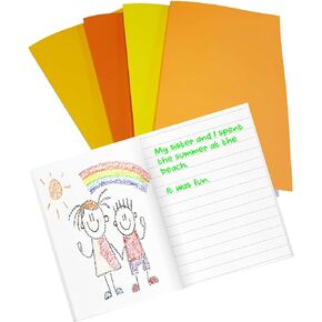 Debra Dale Designs USA-Made Kids' Notebooks: 4-Pack with Blank & Lined Pages, 5.25" x 8.5", Sunset Colors for Bright Ideas, Sturdy Covers, 20 Pages per Journal