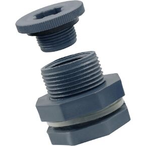 PHITUODA 1-1/2" Pvc Bulkhead Fitting,2 Pcs Plastic Bulkhead Fittings for Rain Barrels,Water Tanks,Aquariums