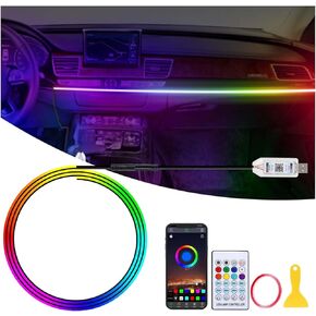 Acrylic LED Lights for Car, 43.3in RGB Strip Light Car LED Lights Interior with USB Port, App Control, Music Sync, 146 LEDs Interior Car Lights, Car Accessories Gifts for Women Men